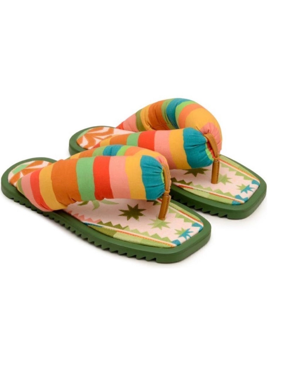 FARM Rio Pineapple Puffy Sandals Flip Flops Multicolor Size 6 Women’s